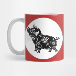 Year Of The Pig Chinese Paper Cut Art Design Mug